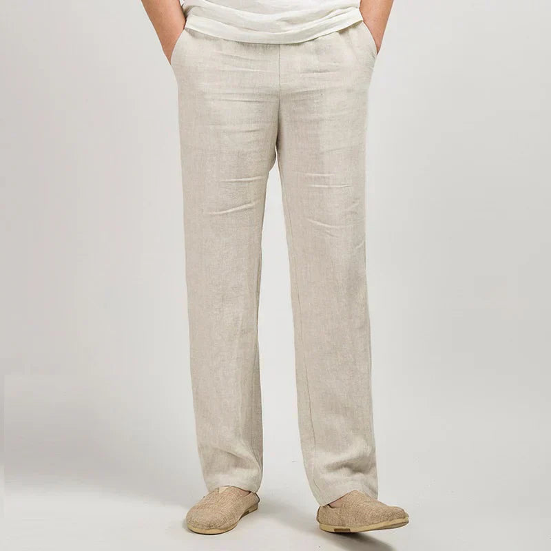 COMO Classic Linen Straight-Leg Trousers